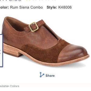 Kork-Ease Niseda Rum Sienna Brown Leather Suede Buckle Oxford Retro Loafer 7